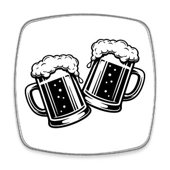 Bierglas Bier Anstossen - Viereckiger Kühlschrankmagnet - Weiß - Vorne