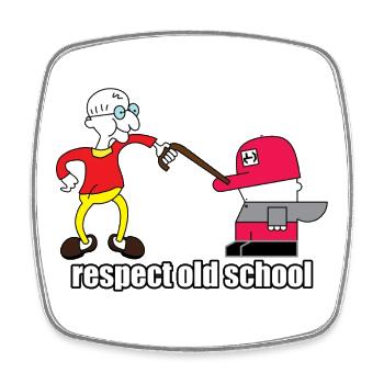 Respekt Old School Cartoon - Viereckiger Kühlschrankmagnet - Weiß - Vorne