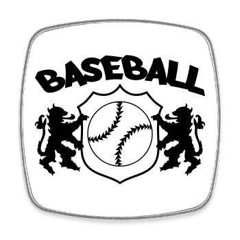 Baseball Logo - Viereckiger Kühlschrankmagnet - Weiß - Vorne