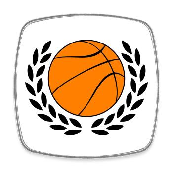 Icône du basket en orange gras - Magnet carré - blanc - Devant