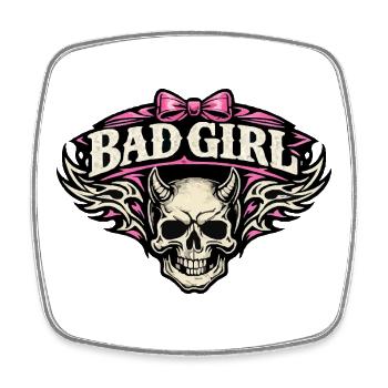 Bad Girl Skull with Wings - Square fridge magnet - white - Front