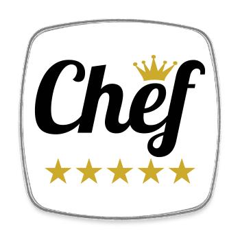 Chef Suprême : Couronne et 5 Étoiles Or - Magnet carré - blanc - Devant