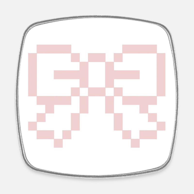 Pink Pixel Bow - Viereckiger Kühlschrankmagnet - Weiß