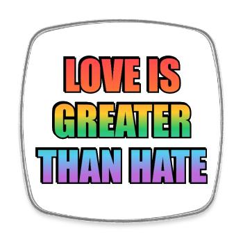 Liebe ist größer als Hass Regenbogen - Viereckiger Kühlschrankmagnet - Weiß - Vorne