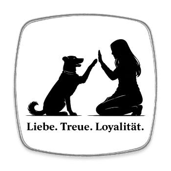 Heartfelt High-Five: Dog and Human - Square fridge magnet - white - Front