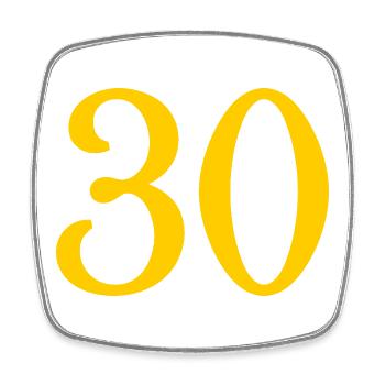 30. 30 JAHRE. 30-JÄHRIGES JUBILÄUM. 30-JÄHRIGES JUBILÄUM. - Viereckiger Kühlschrankmagnet - Weiß - Vorne