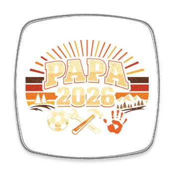 papa 2026 - Viereckiger Kühlschrankmagnet - Weiß - Vorne