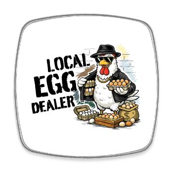 Vendeur local d’œufs – Vente drôle d’œufs de coq - Magnet carré - blanc - Devant