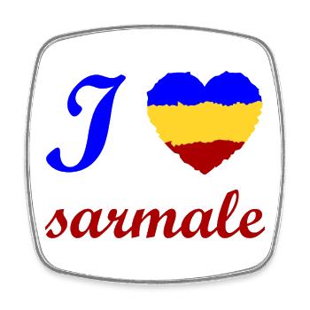 Ich liebe Sarmale und Rumänien - Viereckiger Kühlschrankmagnet - Weiß - Vorne