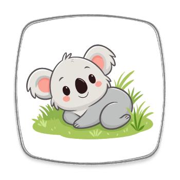 Koala câlin dans l'herbe - Magnet carré - blanc - Devant