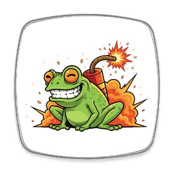 Knallfrosch Funken-Spaß - Viereckiger Kühlschrankmagnet - Weiß - Vorne