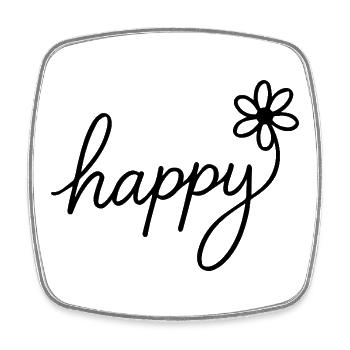 Cheerful hand lettering with flower - Square fridge magnet - white - Front