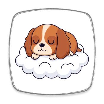 Rêve du chiot sur nuage - Magnet carré - blanc - Devant