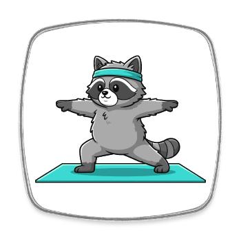 Yoga-Waschbär-Tier führt Krieger-Pose aus - Viereckiger Kühlschrankmagnet - Weiß - Vorne