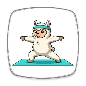 Yoga Llama Alpaca Macht Krieger-Pose - Viereckiger Kühlschrankmagnet - Weiß - Vorne