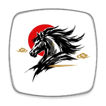 Cadeau de cheval du Nouvel An chinois 2026 - Magnet carré - blanc - Devant