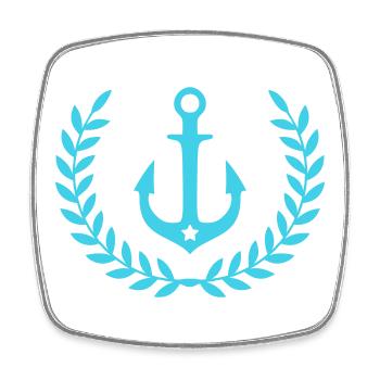 Anchor Wreath Nautical Emblem - Square fridge magnet - white - Front