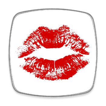 Kussmund Lippenstift Geschenk Paare - Viereckiger Kühlschrankmagnet - Weiß - Vorne