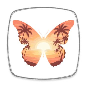 Sonnenuntergangsschmetterling am Strand - Viereckiger Kühlschrankmagnet - Weiß - Vorne