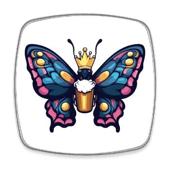 Butterfly Beer King - Square fridge magnet - white - Front