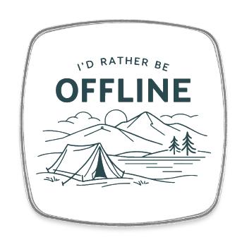 I'd rather be offline | Camping Outdoor - Square fridge magnet - white - Front