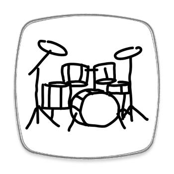 Drums Drummer Musical Instrument - Square fridge magnet - white - Front