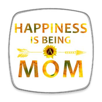 Happiness Is Being A Mom – Sunflower Mother’s Day  - Square fridge magnet - white - Front