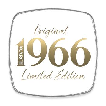 60th Birthday Gift Husband Wife March 1966 - Square fridge magnet - white - Front