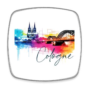 Horizon de Cologne Cathédrale de Cologne Allemagne Ville Coloré - Magnet carré - blanc - Devant