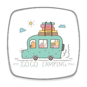 Vacances en camping en famille - Magnet carré - blanc - Devant