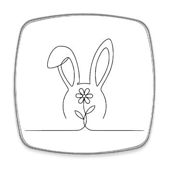 Hase - Viereckiger Kühlschrankmagnet - Weiß - Vorne