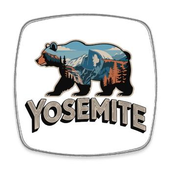 Yosemite Bear - National Park Outdoor Design - Square fridge magnet - white - Front