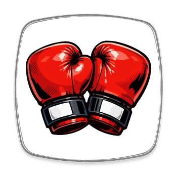 Red Cartoon Boxing Gloves - Square fridge magnet - white - Front