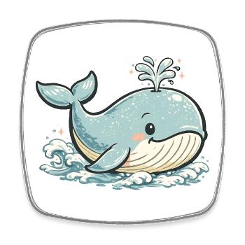 Petit animal éclaboussure de baleine bleue - Magnet carré - blanc - Devant