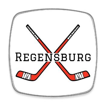Eihockey Regensburg - Viereckiger Kühlschrankmagnet - Weiß - Vorne