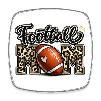 Football Mama Leopard Spieltag-Mama-Shirt - Viereckiger Kühlschrankmagnet - Weiß - Vorne