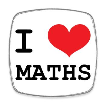 J'aime les Maths : Tee-shirt Passion Mathématiques - Magnet carré - blanc - Devant