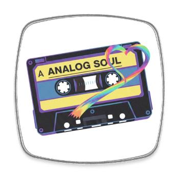 Analog Soul Vintage Kassetten-Herzkunst - Viereckiger Kühlschrankmagnet - Weiß - Vorne