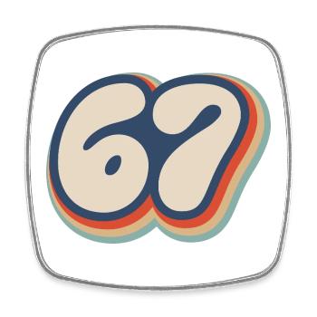 67 - Soixante Sept Numéro 67 Vintage Rétro Meme Six - Magnet carré - blanc - Devant