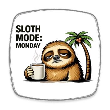 Sloth Mode Monday Coffee - Square fridge magnet - white - Front