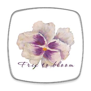 White Pansy Flower Painting - Free to Bloom - Square fridge magnet - white - Front