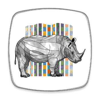rhinocéros - Magnet carré - blanc - Devant