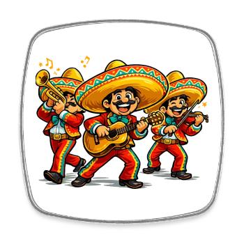 Mariachi Fiesta Gang of Three - Square fridge magnet - white - Front