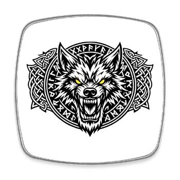 Fenrir-Wolf-Wikinger - Viereckiger Kühlschrankmagnet - Weiß - Vorne