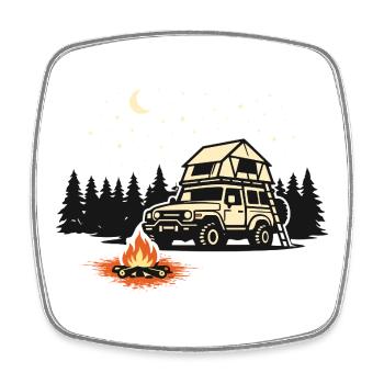 Dachzelt Camping Shirt für Outdoor Abenteurer - Viereckiger Kühlschrankmagnet - Weiß - Vorne