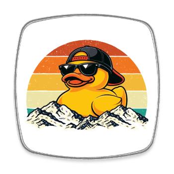 Canard en caoutchouc Amoureux du canard Canard Petit Canard - Magnet carré - blanc - Devant