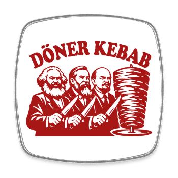 Döner Kebab - Marx, Engels, Lenin - Fast Food - Viereckiger Kühlschrankmagnet - Weiß - Vorne
