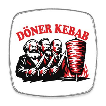 Döner Kebab - Marx, Engels, Lenin - Fast Food - Viereckiger Kühlschrankmagnet - Weiß - Vorne
