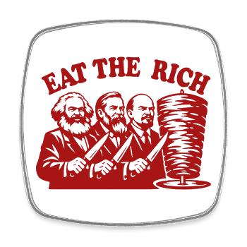 Eat the rich - Marx Engels Lenin - Döner Kebab - Square fridge magnet - white - Front
