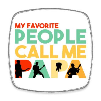 Favorite People Call Me Papa Bass Guitar Design - Square fridge magnet - white - Front